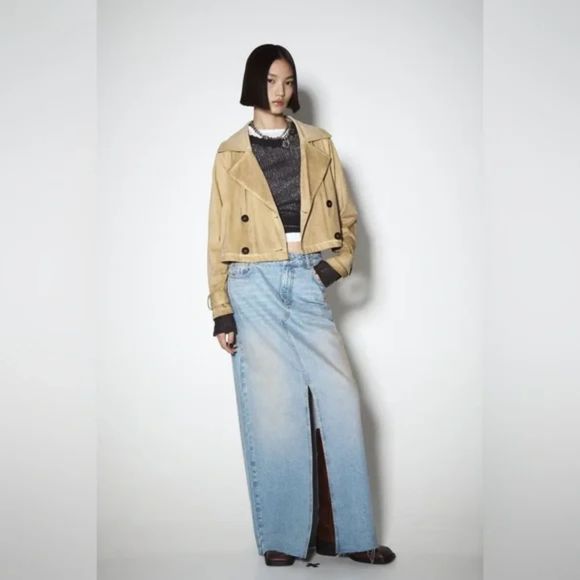 Zara Faux Suede Trench Style Jacket - Picture 1 of 8